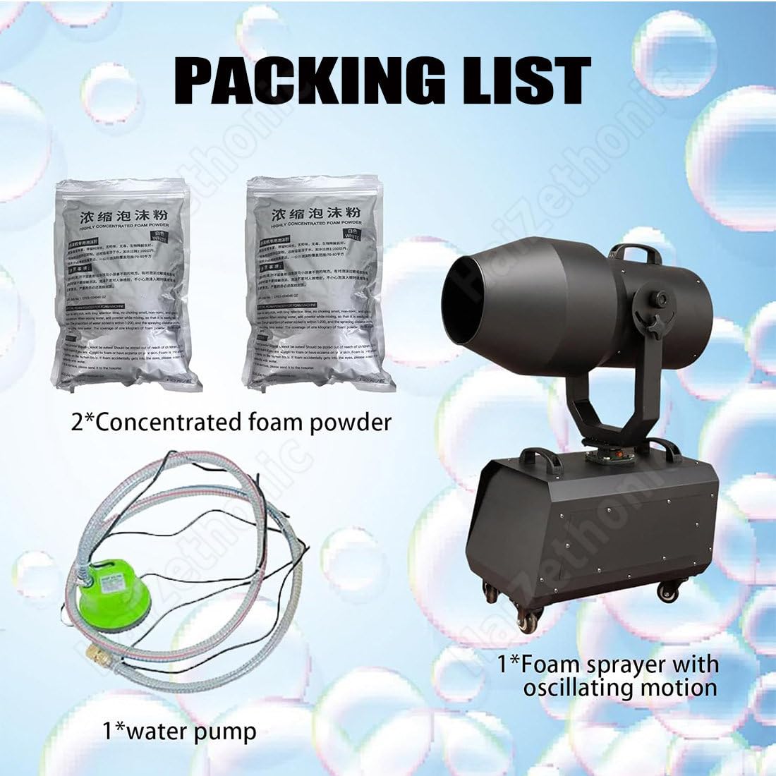 2000w Generatore Schiuma,Portata di 20 M³/Min | 120° Agitazione Automatica Della Testina,Area 50-80 M²,Per Giardino/Piscina/Eventi All'aperto/Compleanni/Celebrazioni