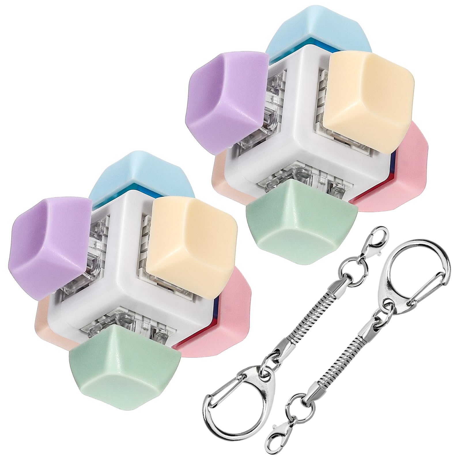 Photo 1 of ***DIRTY*** 2 Pcs Cube Keyboard Fidget Toy, Keyboard Keychain Decompression Toys, Push Bubble Button Sensory Gifts for Stress and Anxiety Relieve (Macaron Colors)