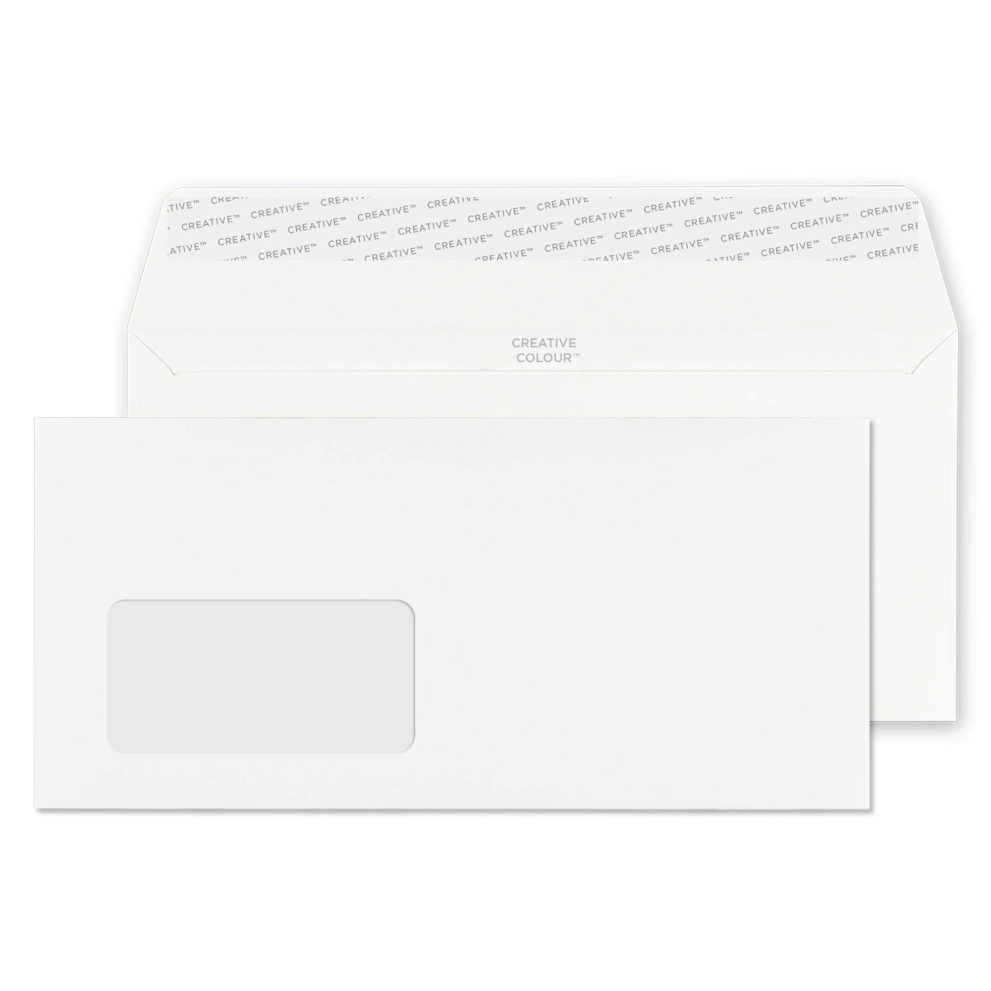 Blake Envelopes Creative Colour 250W Briefumschläge Haftklebung Mit Fenster Ice Weiß DL+ 114 x 229 mm - 120g/m² | 500 Stück