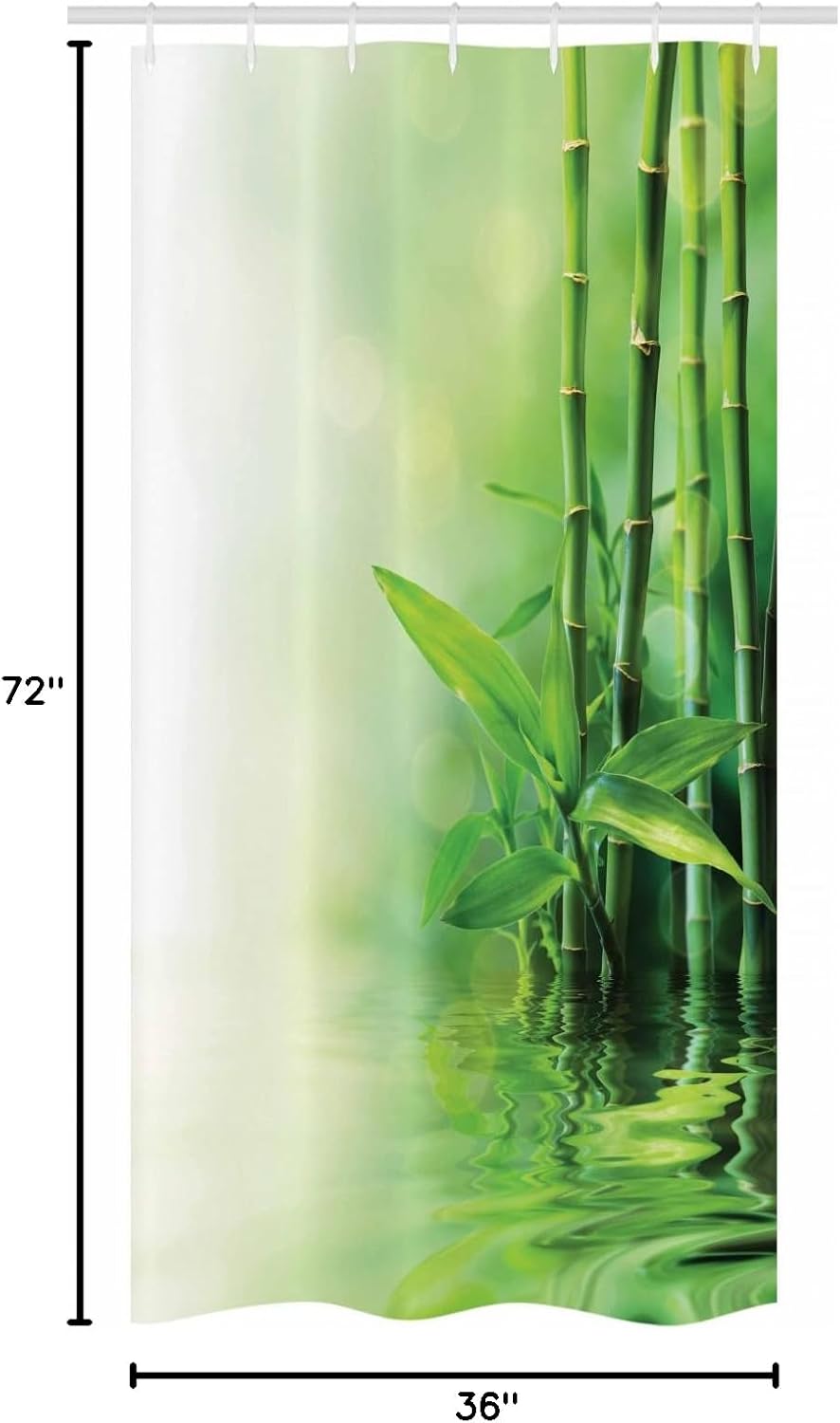 Ambesonne East Stall Shower Curtain, Bamboo Stalks Reflection on Water Blurs Freshness Japanese Nature Spa, Fabric Bathroom Decor Set with Hooks, 36" W x 72" L, Green Pale Yellow