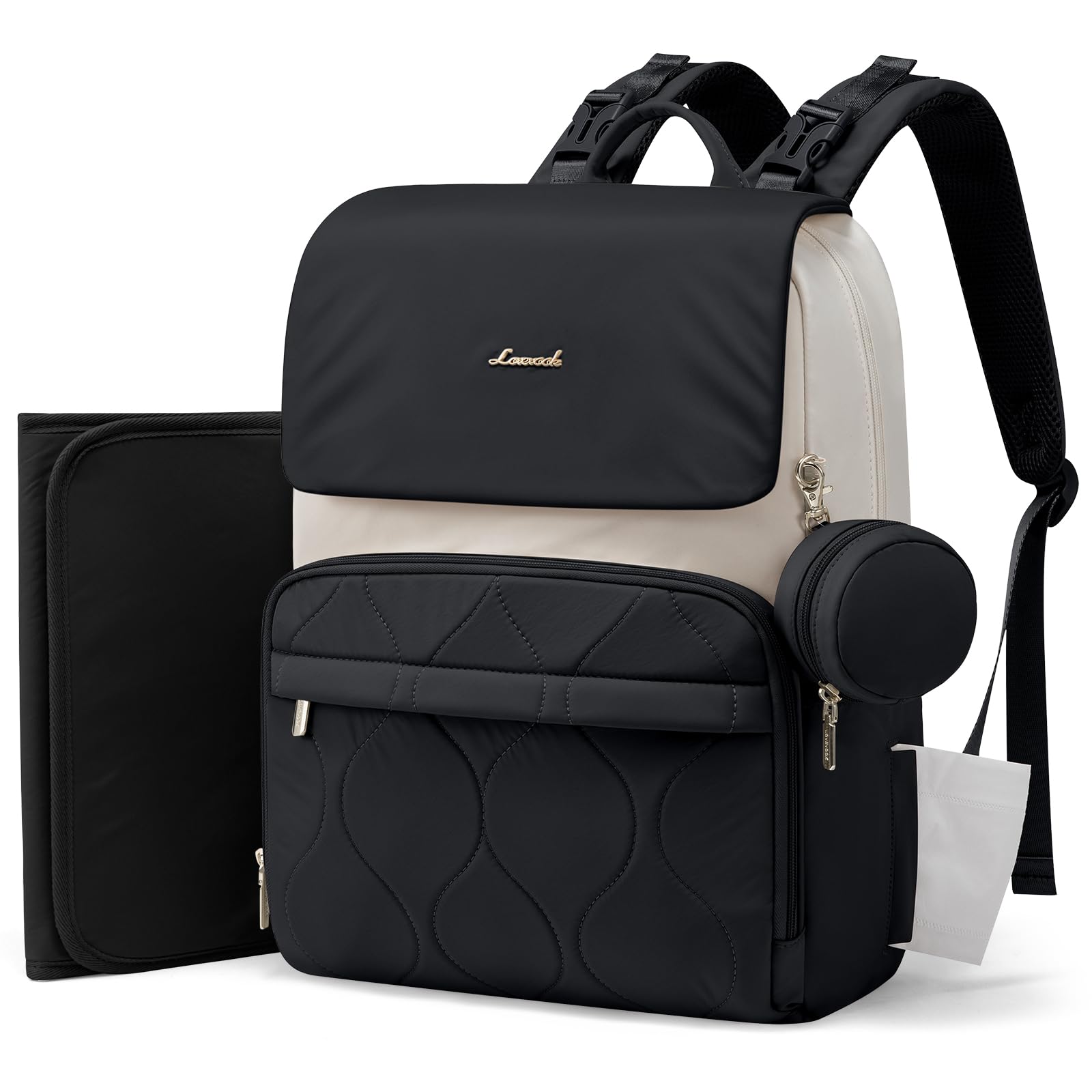 LOVEVOOK Wickelrucksack Groß Wickeltasche Rucksack Diaper Bag für Mama Papa | Lässig Babytasche mit Wickelauflage, Schnullerhalter & Kinderwagengurte, Multifunktional Windeltasche Kliniktasche Geburt, L