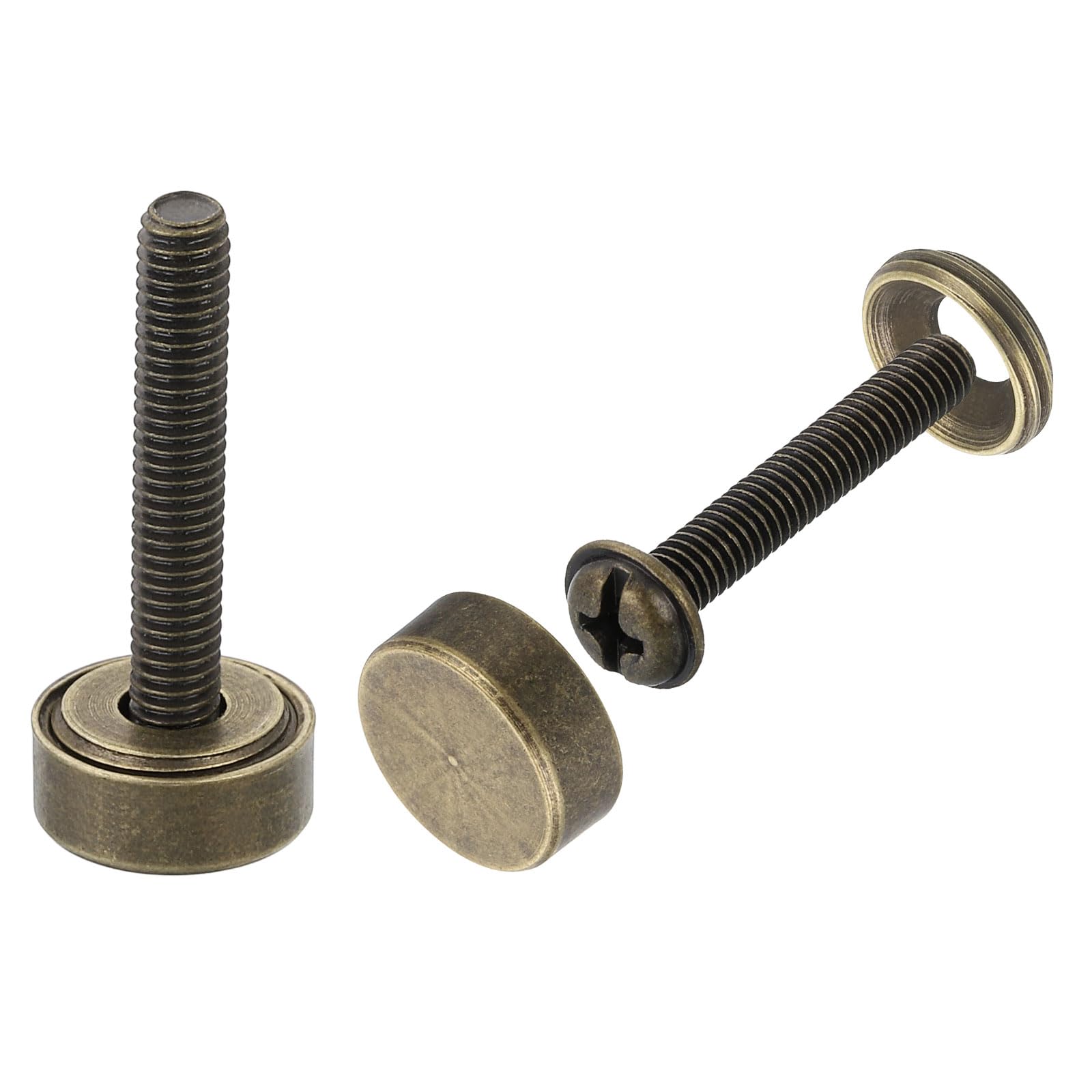 QUARKZMAN 4Pz Viti Decorative in Ottone con Tappi, Viti per Specchi da 12 Mm Chiodi per Copri Tappi, Elementi di Fissaggio per Mobili a Specchio Decorativi, Colore Bronzo