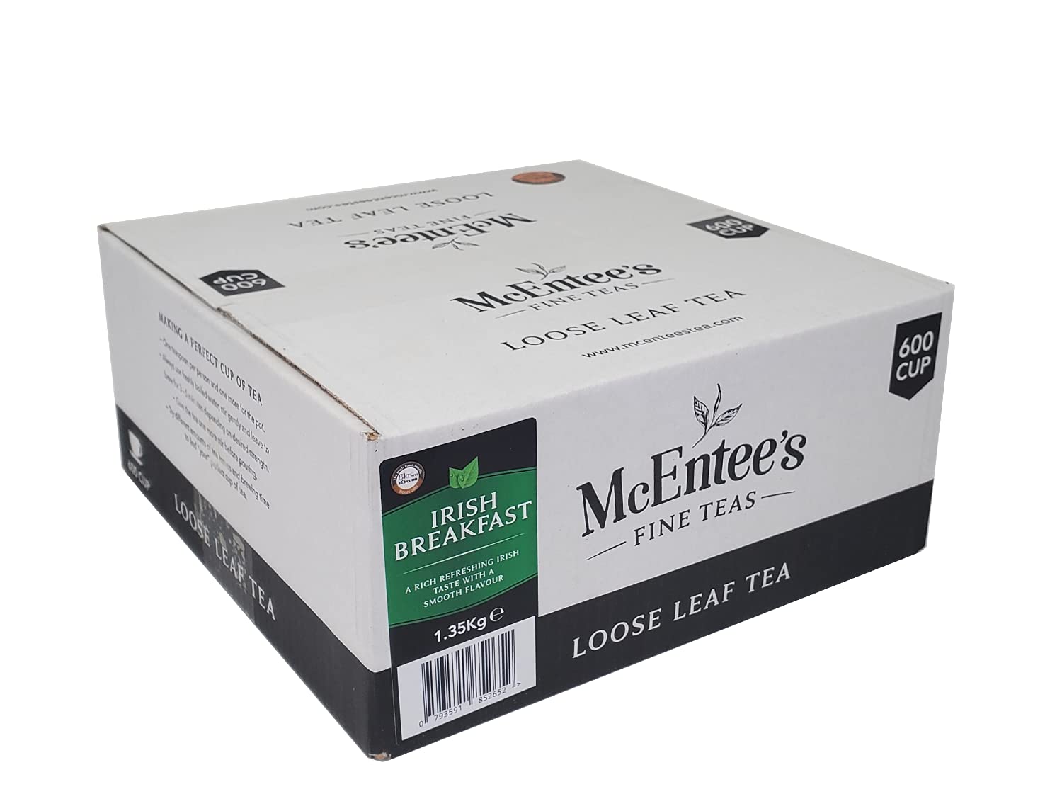 McEntee's Irish Breakfast Tea - Catering 1.35Kg - 600 Cup - VINCITORE PREMIATO E MISCELA IN IRLANDA. FORTE E AGRUMATA. Una miscela tradizionale irlandese di tè sfuso di Ceylon e Assam.