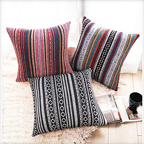 Jasen Kissenbezüge, marokkanischer Stil, dekorativer Kissenbezug für Couch/Sofa, Bett, Bohemian-Stil, gestreift… – Bild 3