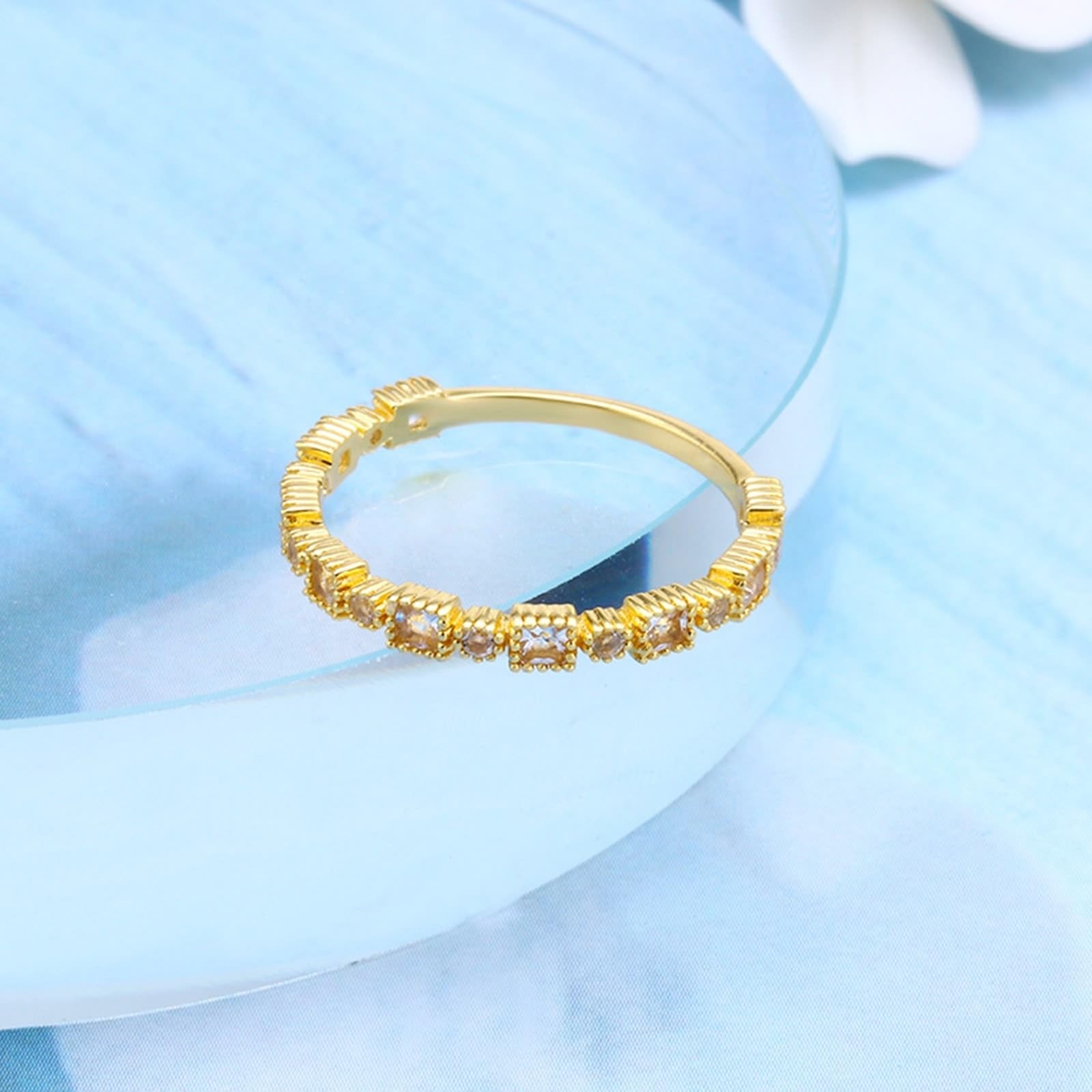 Anillo de boda de oro amarillo Au 375/585/750 con moissanita cuadrada, forma vintage
