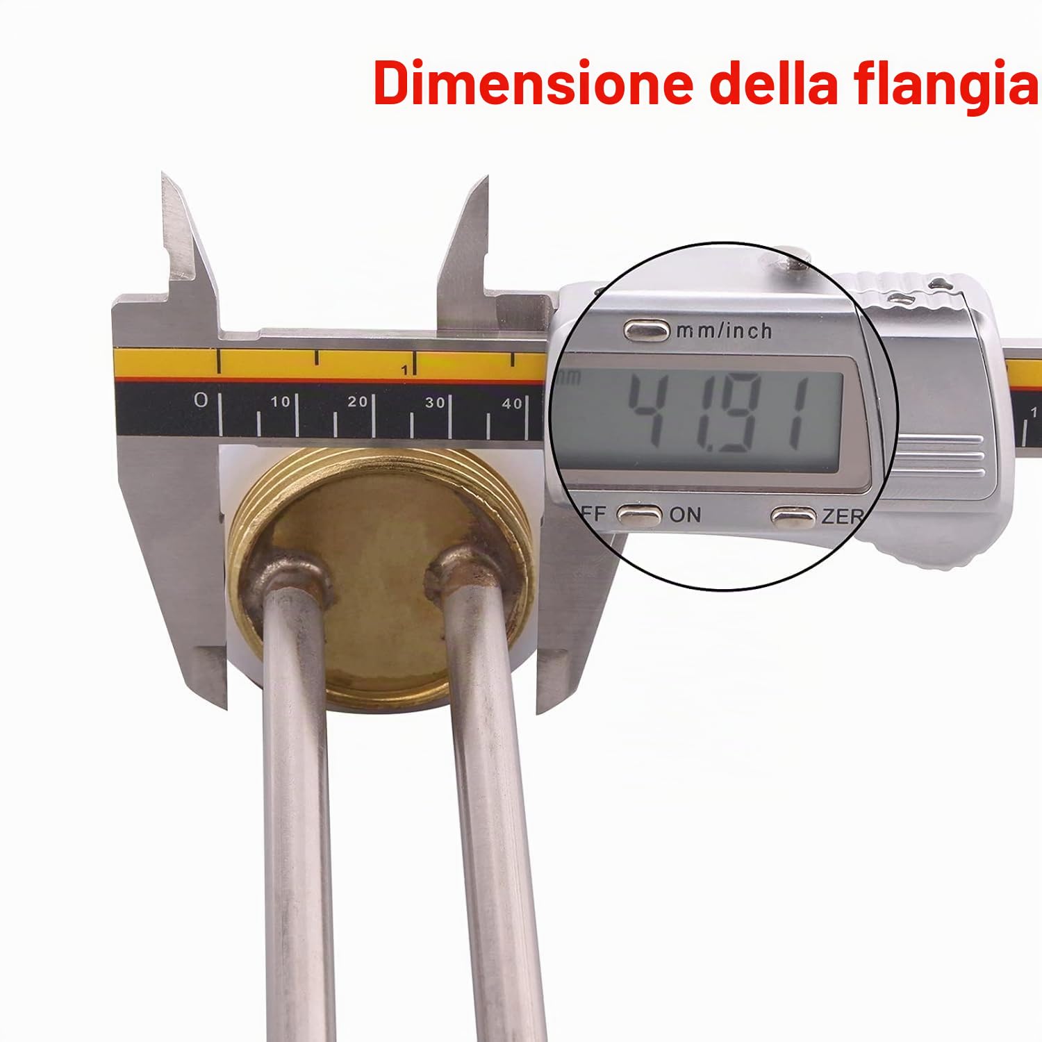 DERNORD Elemento riscaldante in acciaio inox 48V 1500W DC con attacco filettato in ottone BSP da 1-1/4" doppio tipo U