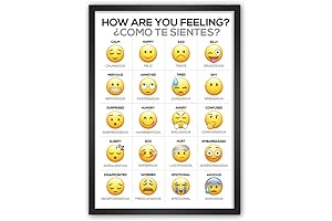 How Are You Feeling? Poster Emoji Feelings Bilingual English & Spanish Therapy Chart