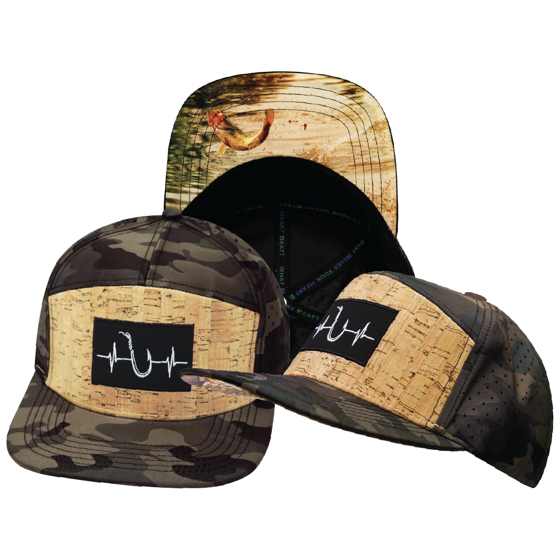 Fishing Hat - Flat Bill - Cork - Tan Camo - Laser Mesh