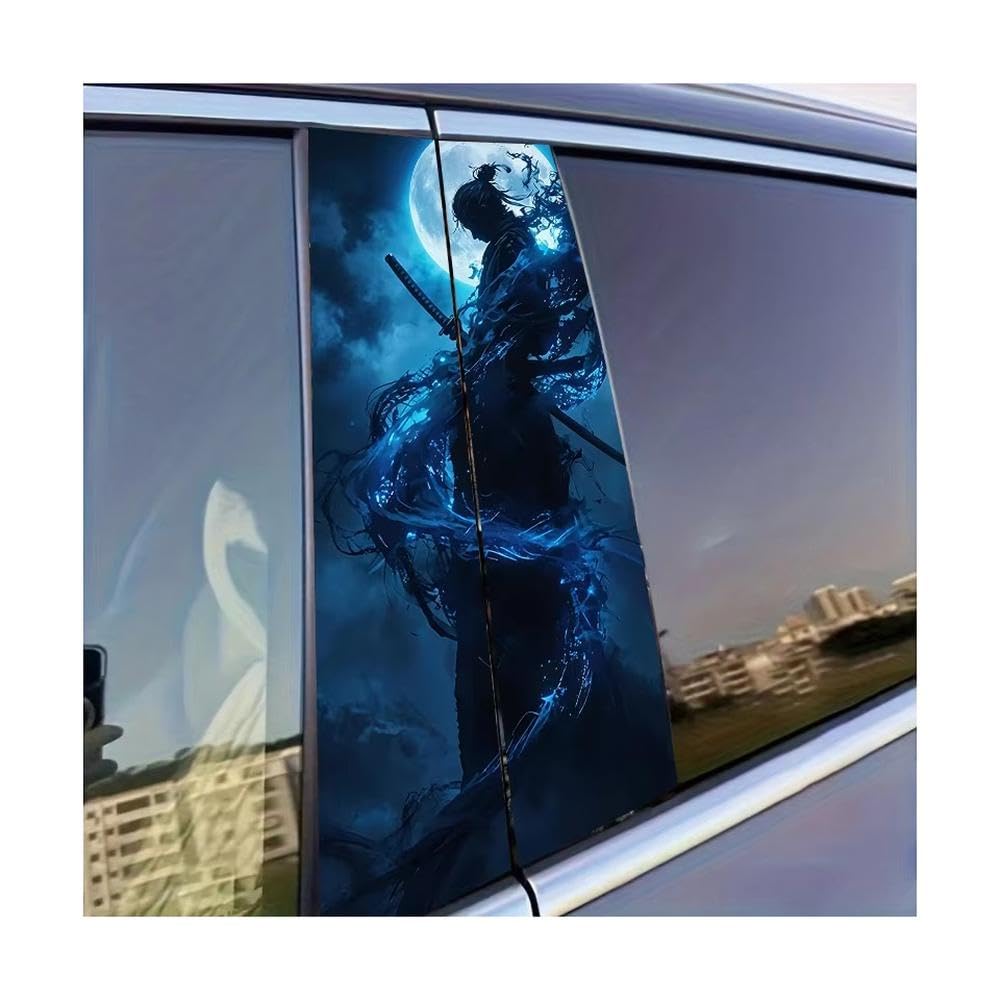 Auto Accessory 2pcs Car Center Column Decal Moonlight Samurai Glossy Protective Polyethylene Film