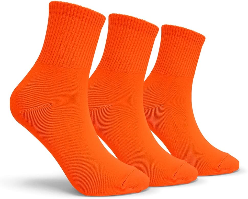 CUTIE MANGOWomen's Colorful Neon Crew Socks Sports Vivid Color Crazy Fun (3