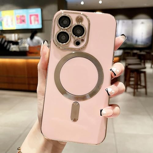 Diseñada para iPhone 12 Pro Max, compatible con MagSafe protector de lente de cámara integrado, a prueba de golpes, funda magnética de silicona