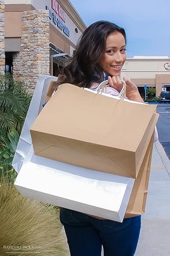 Miniatura 7 de 16 x 6 x 12 pulgadas, 50 unidades, bolsas de papel kraft blancas de embalaje Flexicore, bolsas de regalo para compras y fiestas