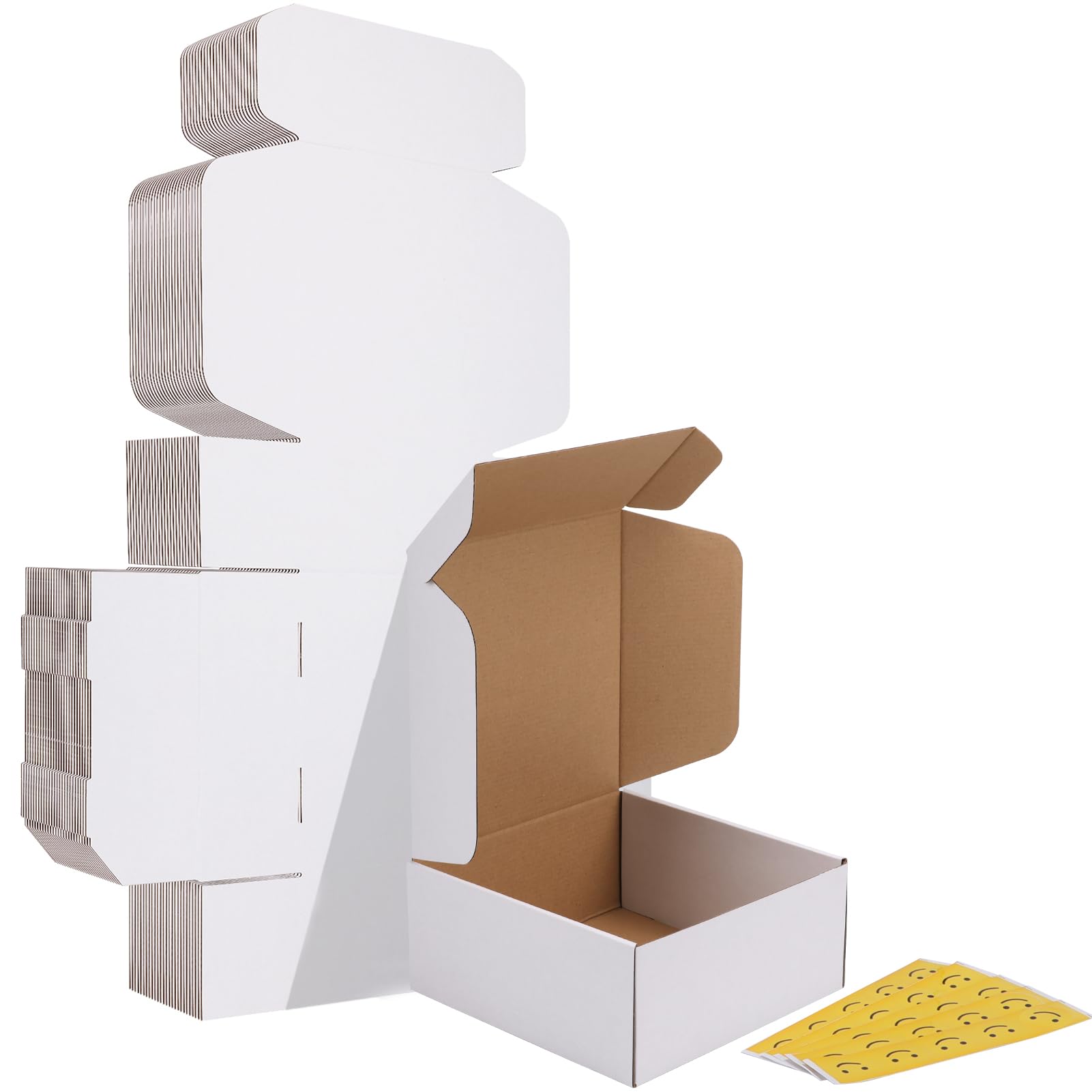 HORLIMER Juego de 25 cajas de envío de 22,8 x 22,8 x 10,16 cm, cartón corrugado blanco