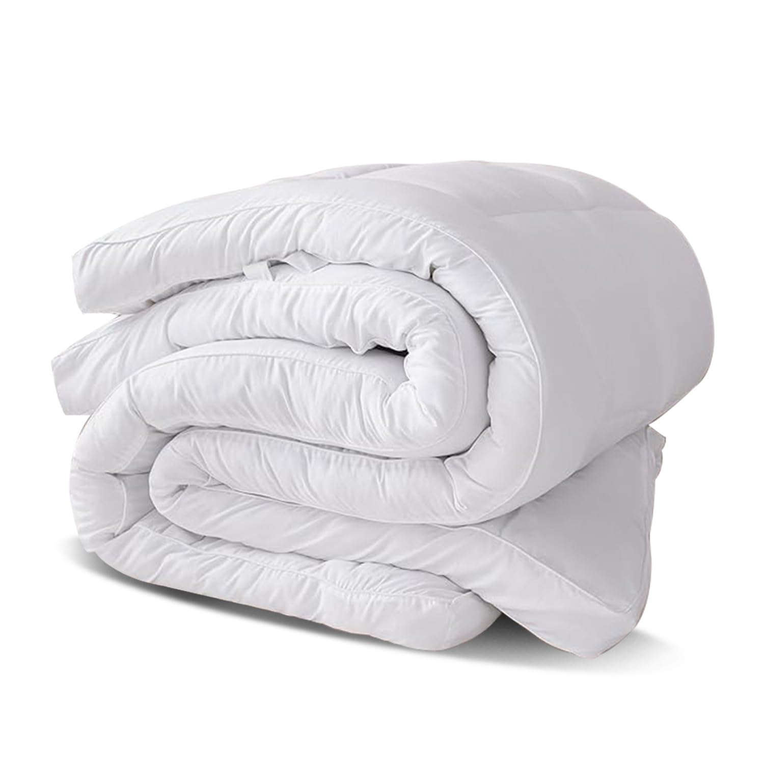 MistyMorning Surmatelas pour petit lit double 10 cm - Qualité hôtelière, ultra-doux, hypoallergénique, remplissage abondant en microfibre, sangles élastiques - Protection anti-acariens (Petit double