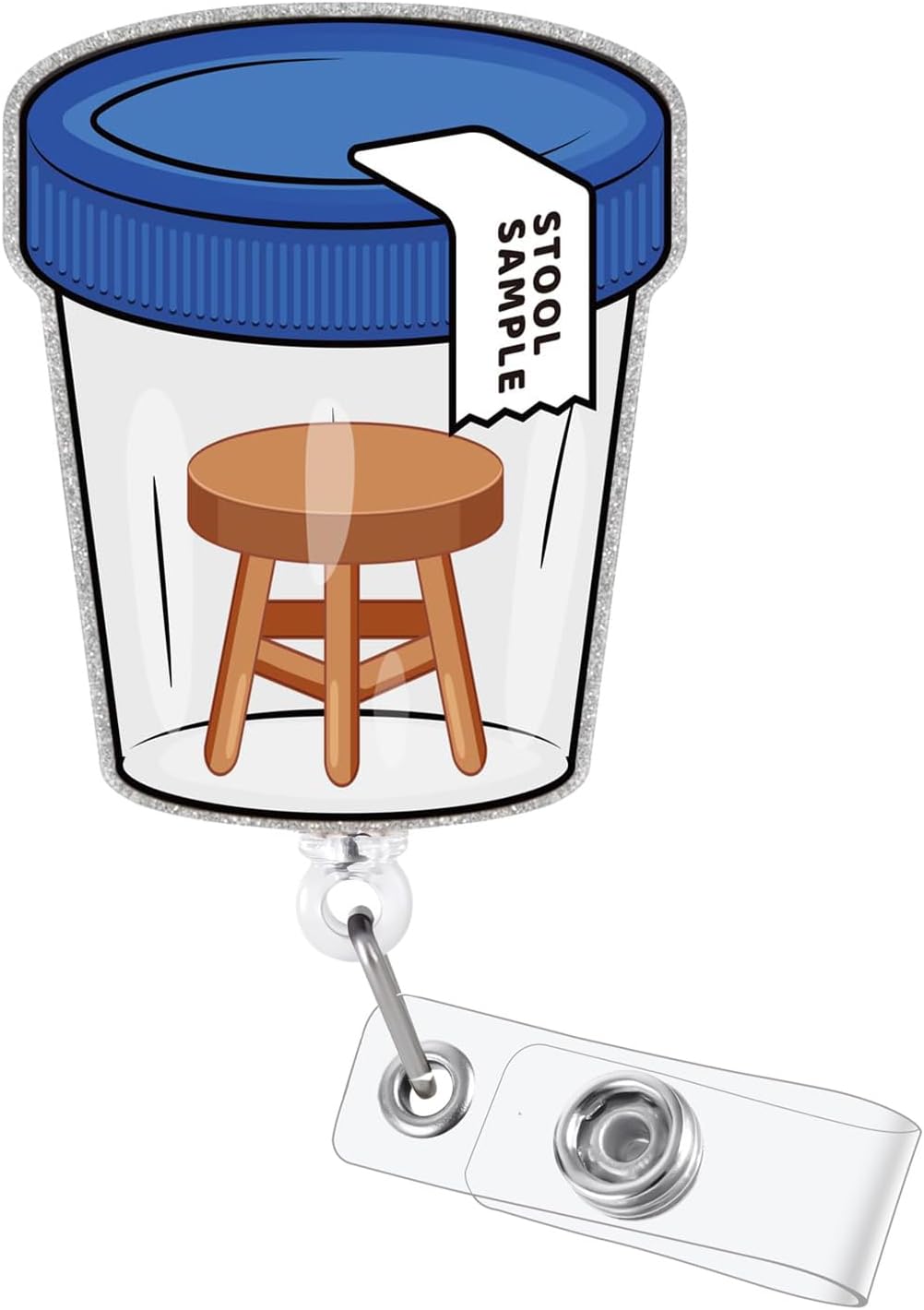 Stool Sample Funny Badge Reel, Cute GI Team Retractable ID Card Badge Holder, Name Tag Work Badge Clip for Lab Techs MLT RN LPN CNA MA ER Colorectal Surgery Nursing Student Doctor, Nurse Gifts