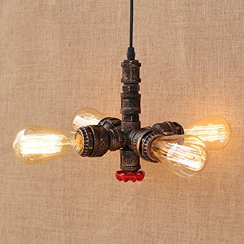 Pipe pendant retro LOFT eclaires industriel suspension 4 lampes pour salon et cuisine