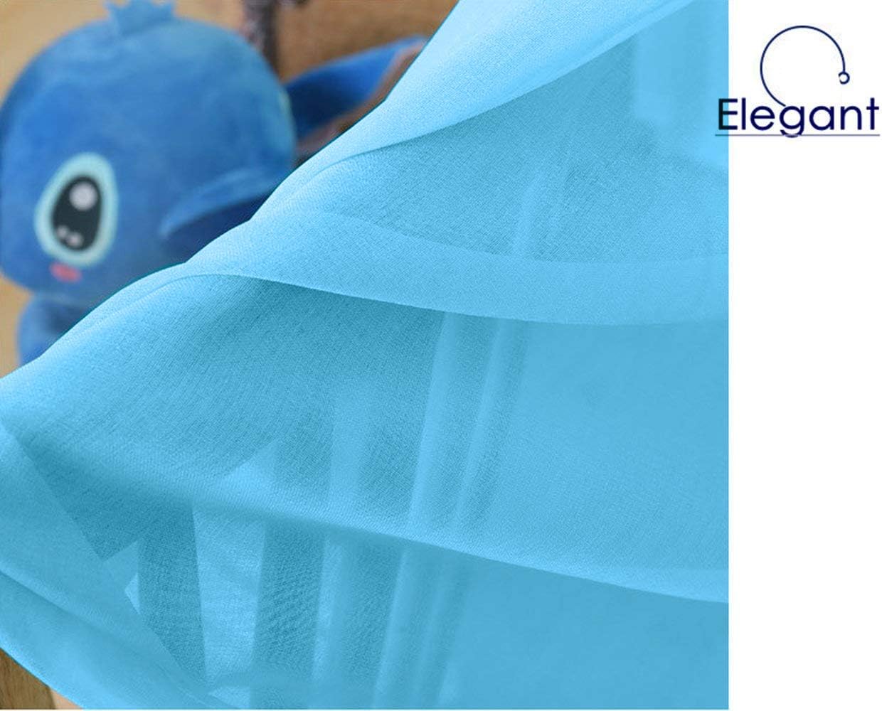 FashionMall 52" inch x 84" inch Window Curtain Sheer Panels for Living Room Kid's Room Set of 2 (W52 x L84 inch, Blue)