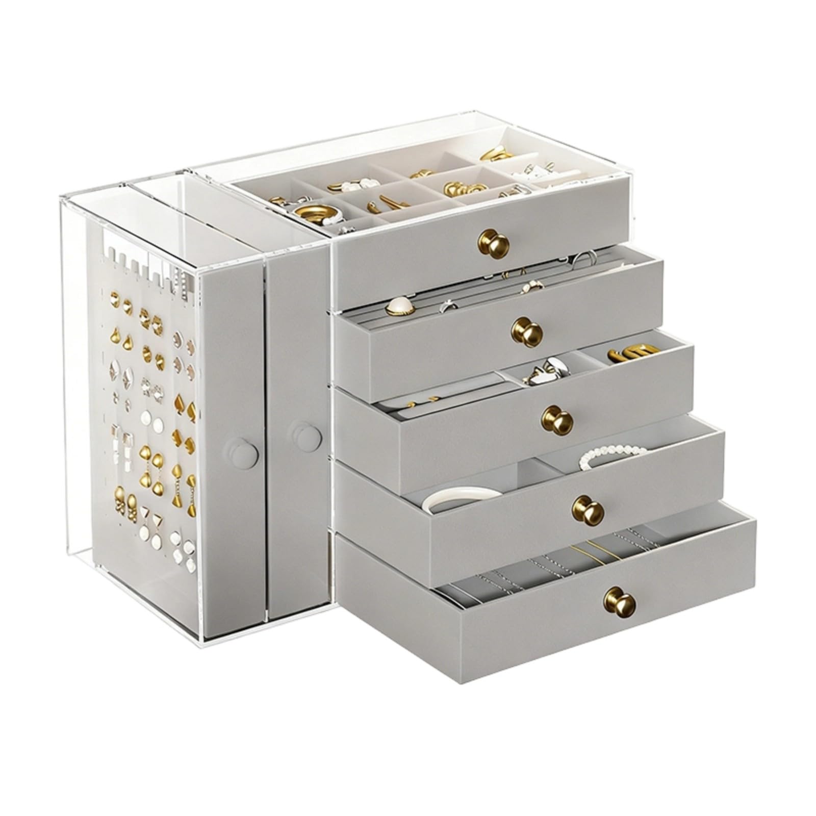 Custodia per gioielli in acrilico impermeabile antipolvere con coperchio sicuro, organizzatore antipolvere sigillato per vari accessori