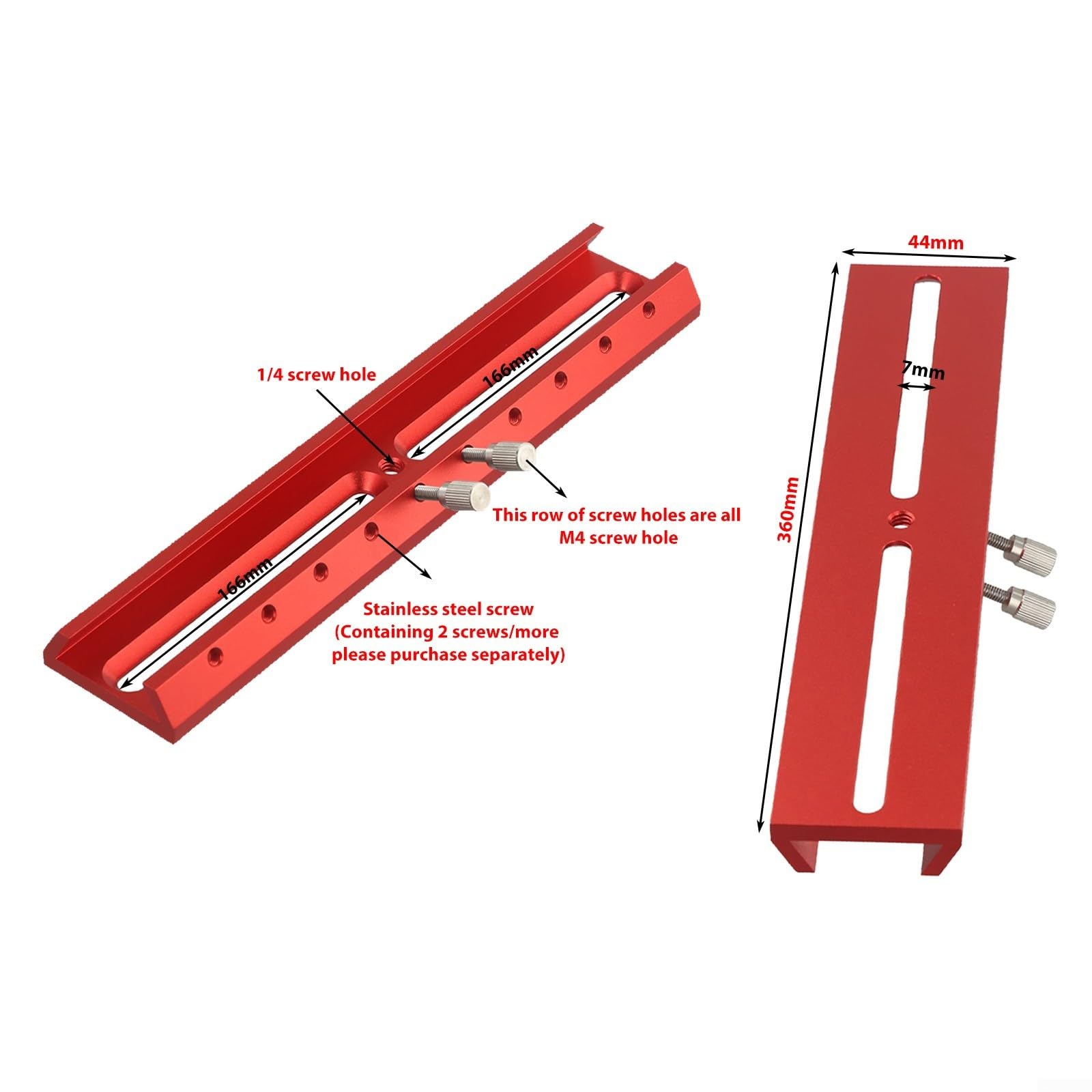 Soporte para telescopio, base de cola de milano de aleación de aluminio, guía multifuncional, placa de montaje de cola de milano, soporte de mango para telescopio astronómico (rojo) (220 mm)