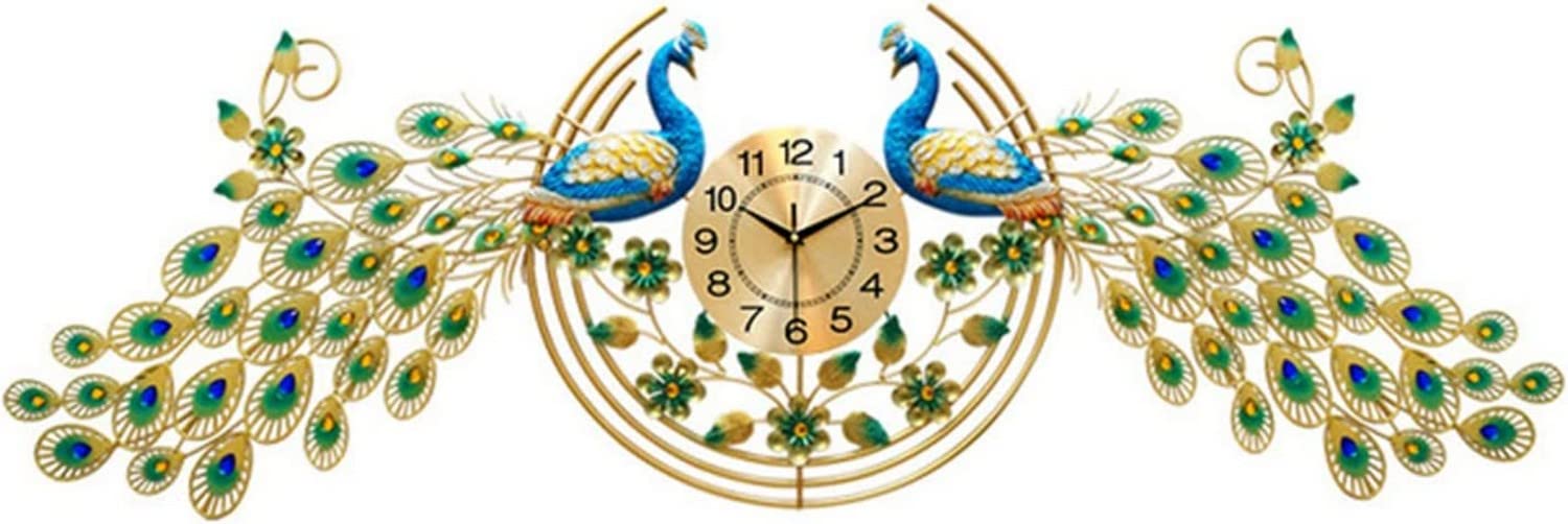 SaryEdge Wall Clock Modern Art Wall Clock 70Inch Oversized Peacock Wall Clock, Large Double-Ed Peacock Wall Hanging Clocks, Silent Non Ticking Clock for Living Room Bedroom Office,