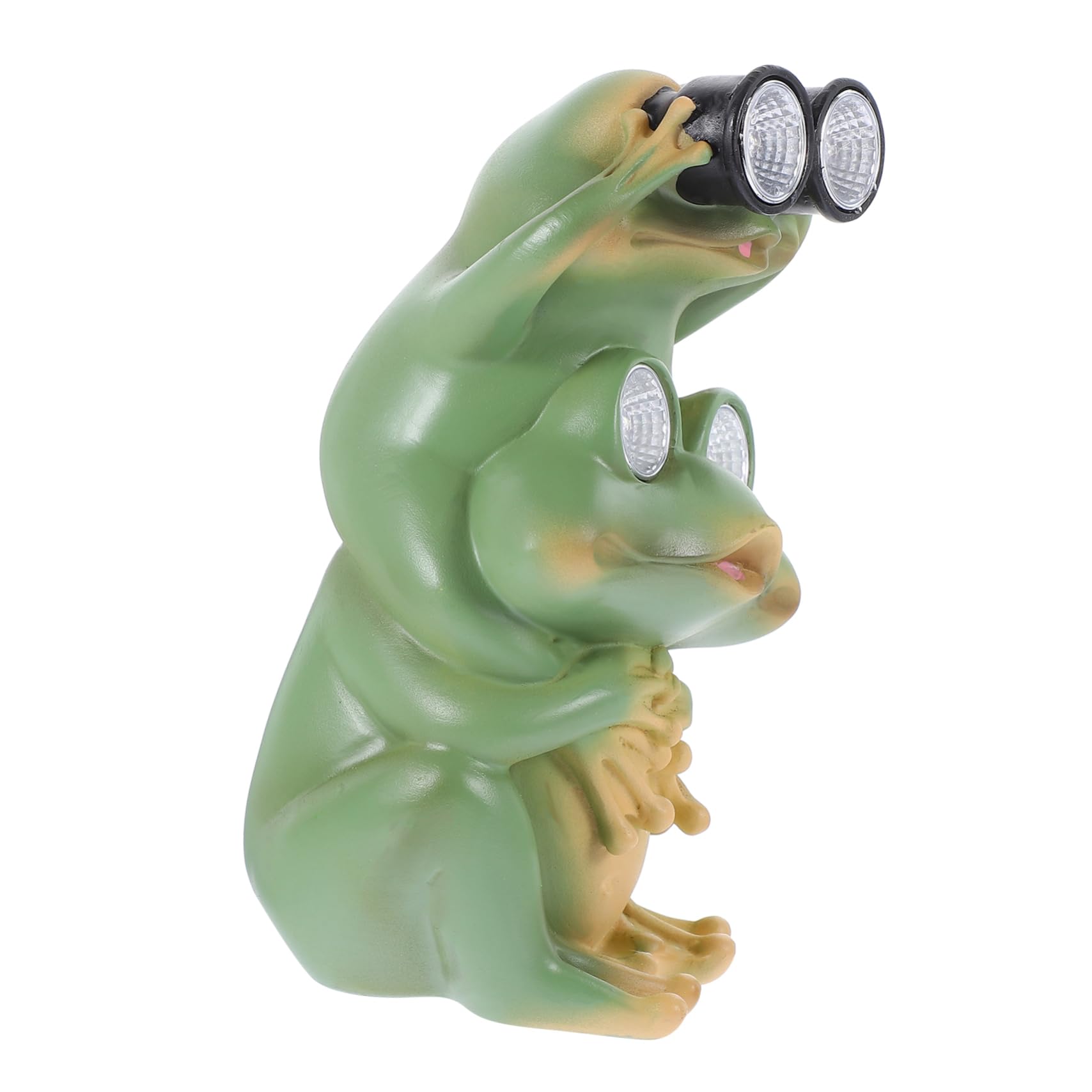 Sosoport Solarbetriebene Frosch Gartenfigur aus Kunstharz Glatte Oberfläche Stabile Basis für Balkon und Garten