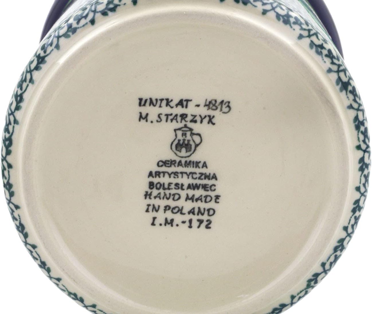 Polmedia Polish Pottery Cookie Jar UNIKAT - Hidden Pansy Pattern Handmade in Boleslawiec Poland by Ceramika Artystyczna + Certificate of Authenticity