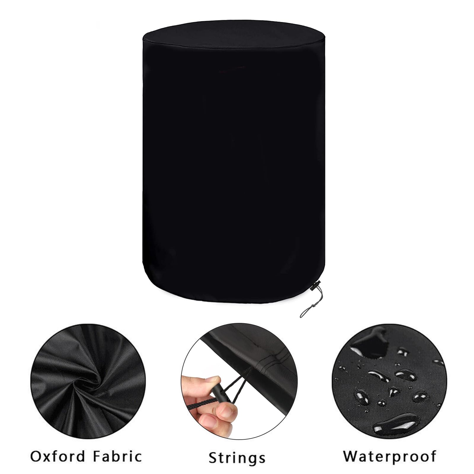 IBC Tank Abdeckung, Abdeckplane für 600L/800L/1000L Wassertank, Abdeckplane Schutzhülle Schutzhaube Schutzplane für IBC-Tank Behälter Container Regenwassertank (Schwarz, 65 * 95cm)