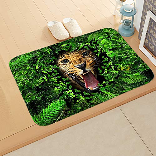 Tapis entrée polyester vert émeraude 80x120cm antidérapant et lavable - 2