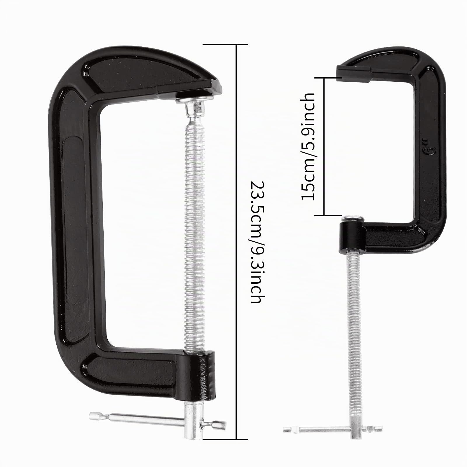 ASelected Juego de 4 abrazaderas G de 6 pulgadas (150 mm) de alta resistencia, resistencia industrial, juego de abrazaderas C para carpintería, soldadura, construcción, reparación de automóviles,