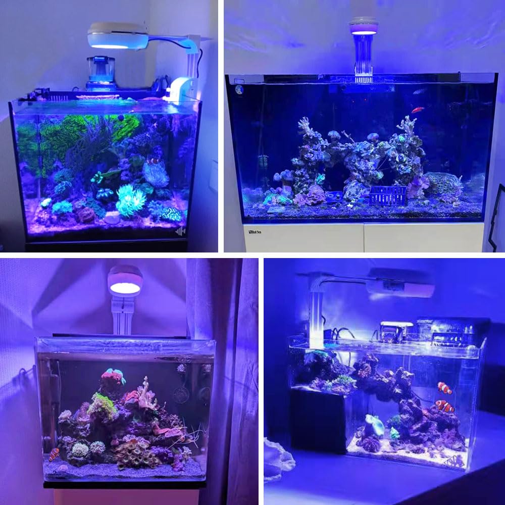 PopBloom RL60 WiFi LED Lumière d'aquarium, 60W Dimmable Éclairage Aquarium avec contrôle APP, Reef LED pour d'eau de mer Récifs Coralliens (Blanc, RL60)
