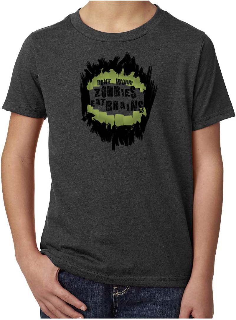 Don’t Worry Zombies eat Brains Kids T-Shirt, Funny Kids Shirts, Youth Graphic Tees