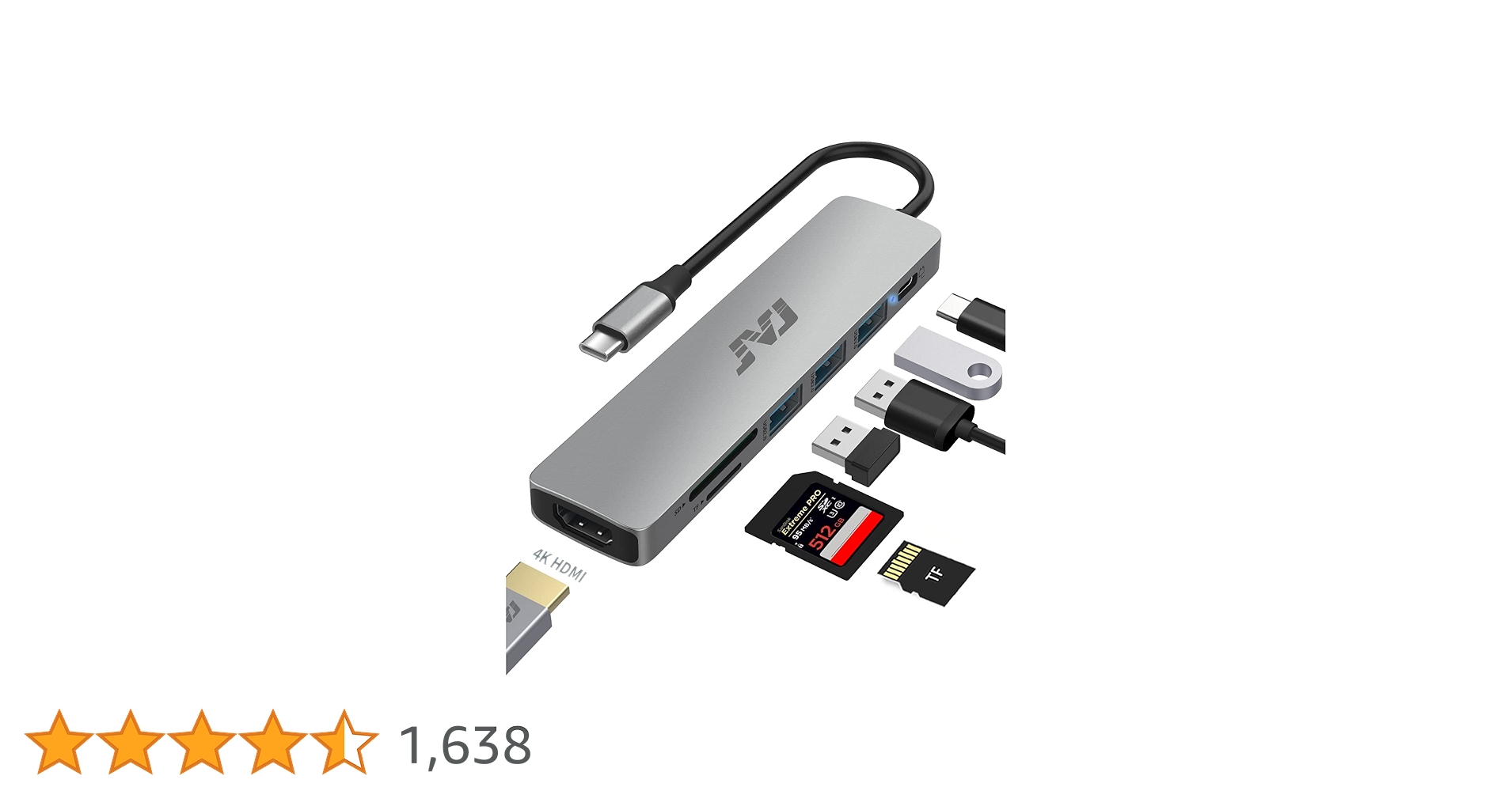 【未開封品 】ミニハブ充電コンバーターUSB タイプC HDMI Amazon | USB C ハブ 6-in-1アダプタ hdmi type-c 4K@30HZ HDMI