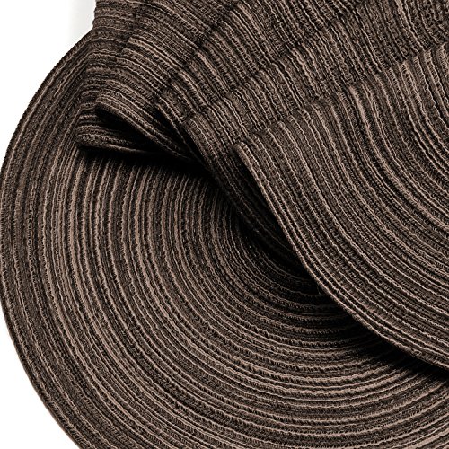 Topotdor 14 Inch Round Placemats Heat-Resistant Stain Resistant Anti-Skid Washable Polyproplene Table Mats Placemats (Set of 6, Brown) - Thumbnail 7