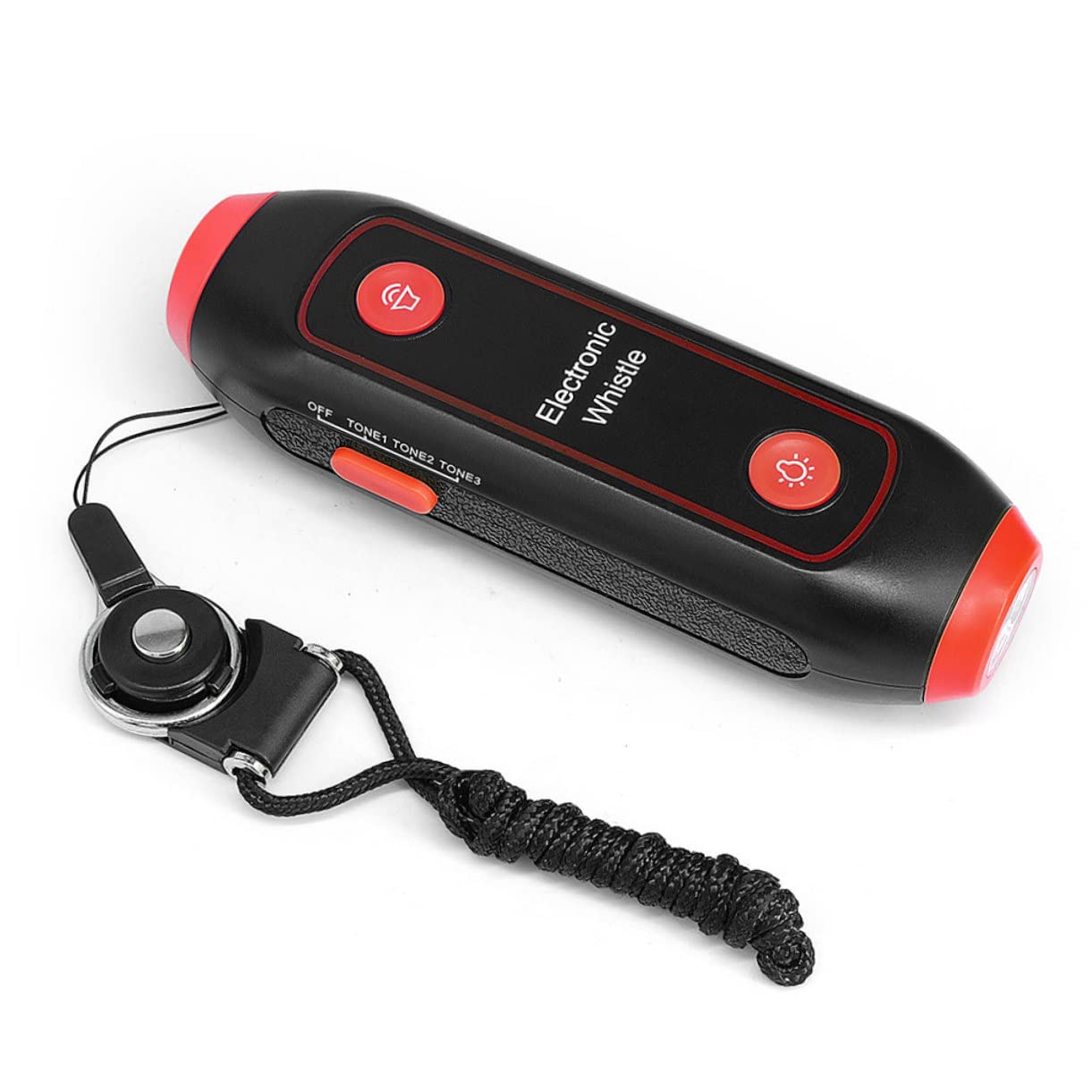 TOYANDONA Silbato Electrónico Portátil con Luz LED Sos y Linterna Silbato de Mano Multiusos para Árbitros Entrenadores Profesores y Actividades al Aire con Cordón Naranja sin Batería