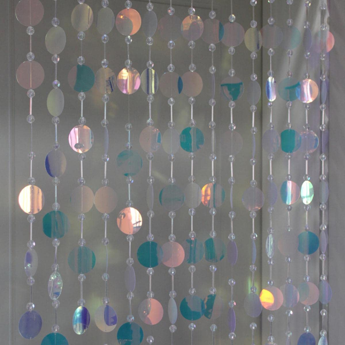 Rideau de Fond à guirlandes, Cloisons intérieures suspendues, décorations for la Maison, Rideaux de Perles, hôtels, cafés, décorations à Paillettes en Plastique(10 Strings 150cm)