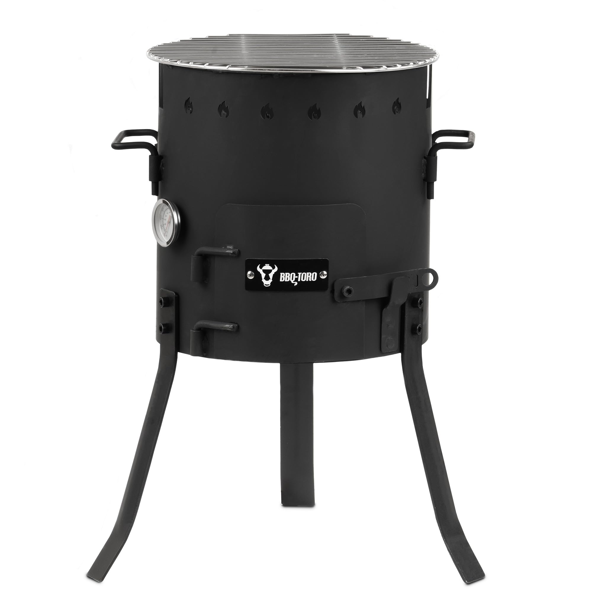 BBQ-Toro Piec jednogarnkowy do użytku na zewnątrz, Ø 29 cm, z garnkiem, rusztem do grillowania i chochlą do zupy, kociołek na gulasz, kociołek na ogień, piec outdoorowy, palenisko, kuchnia na zewnątrz