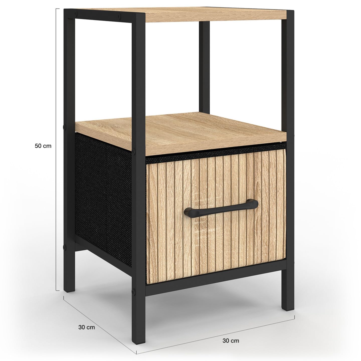 IDMarket - Lot de 2 Tables de Chevet Utah 1 tiroir et 1 Niche Effet Lattes