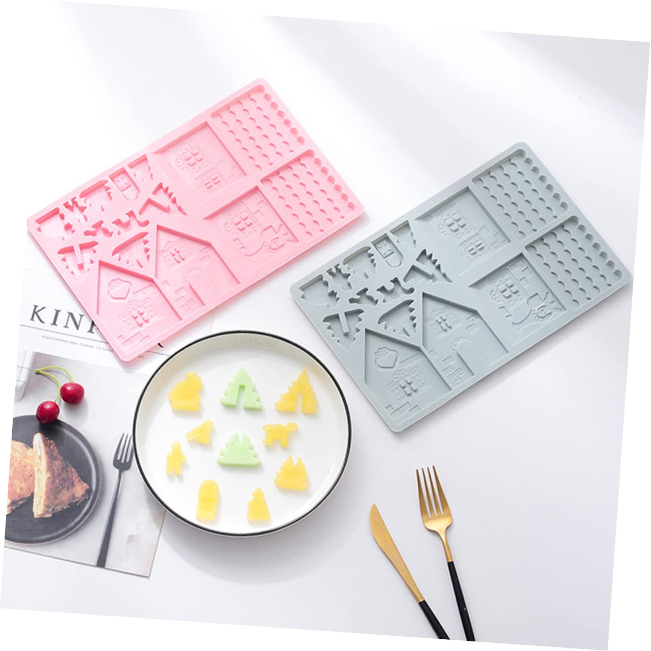 Alipis 6 Ensembles Outils De Cuisson De Gâteaux Moule Gateau Noel Moule Noel Gateau Forme De Fabrication De Bonbons Cookie À Biscuits En Silicone À Dessert Blue 2 Pièces * 6