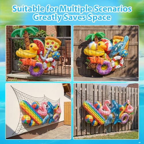 Arrowbash 1 Pack Extra Large Pool Float Storage Net 71 x 118 Inch Hanging Elastic Mesh Pool Toy Organizer with 3 Bungee Cords and 20 Coated Hooks for Summer Outdoor Swimming Poolside Inflatable Toys by Arrowbash - Used condition - Image 6