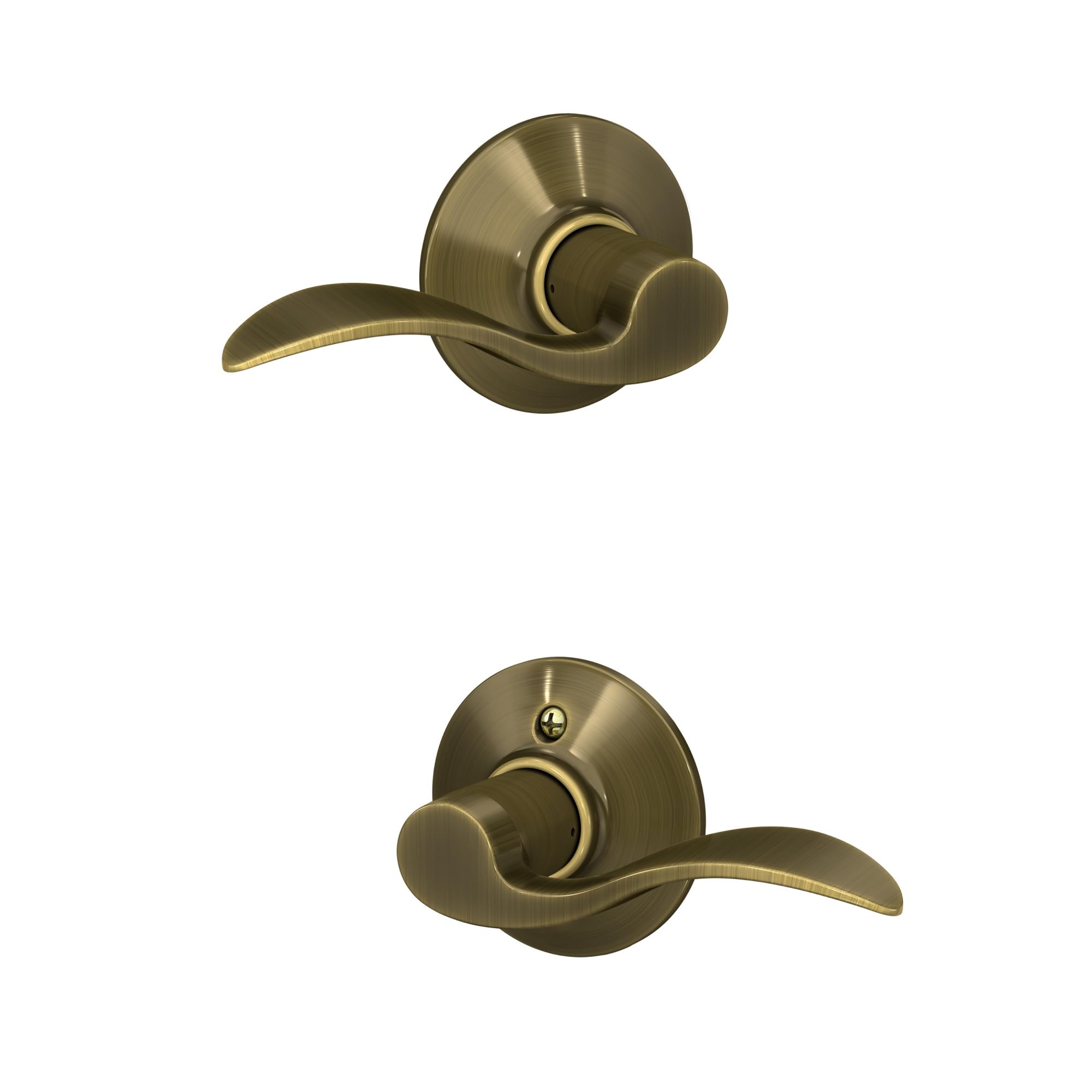 SCHLAGE Lock Company Acc 609 SCHLAGE Accent F10 Flat Wave Reversible Door Lever Lock, Solid, Antique, Brass - F10 ACC 609 Antique Brass Passage Standard