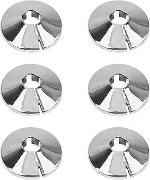 6 PCS Radiator Pipe Covers Chrome Pipe Collars, Wide Snap On Chrome-Plated Plastic Cover for Place in House, Kitchen, Rooms, Office and Toilet