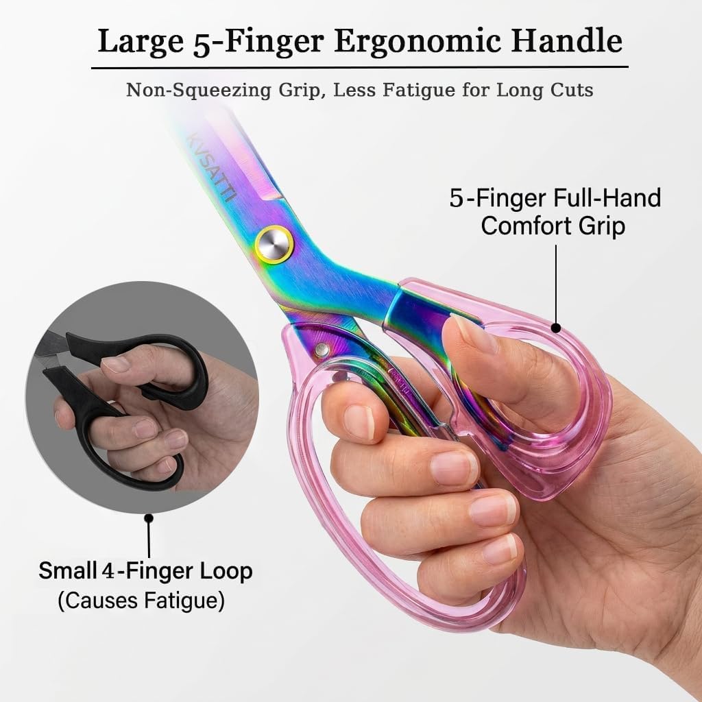 Large 9.5" Heavy Duty Scissors for Fabric, Paper, Pink Purple
