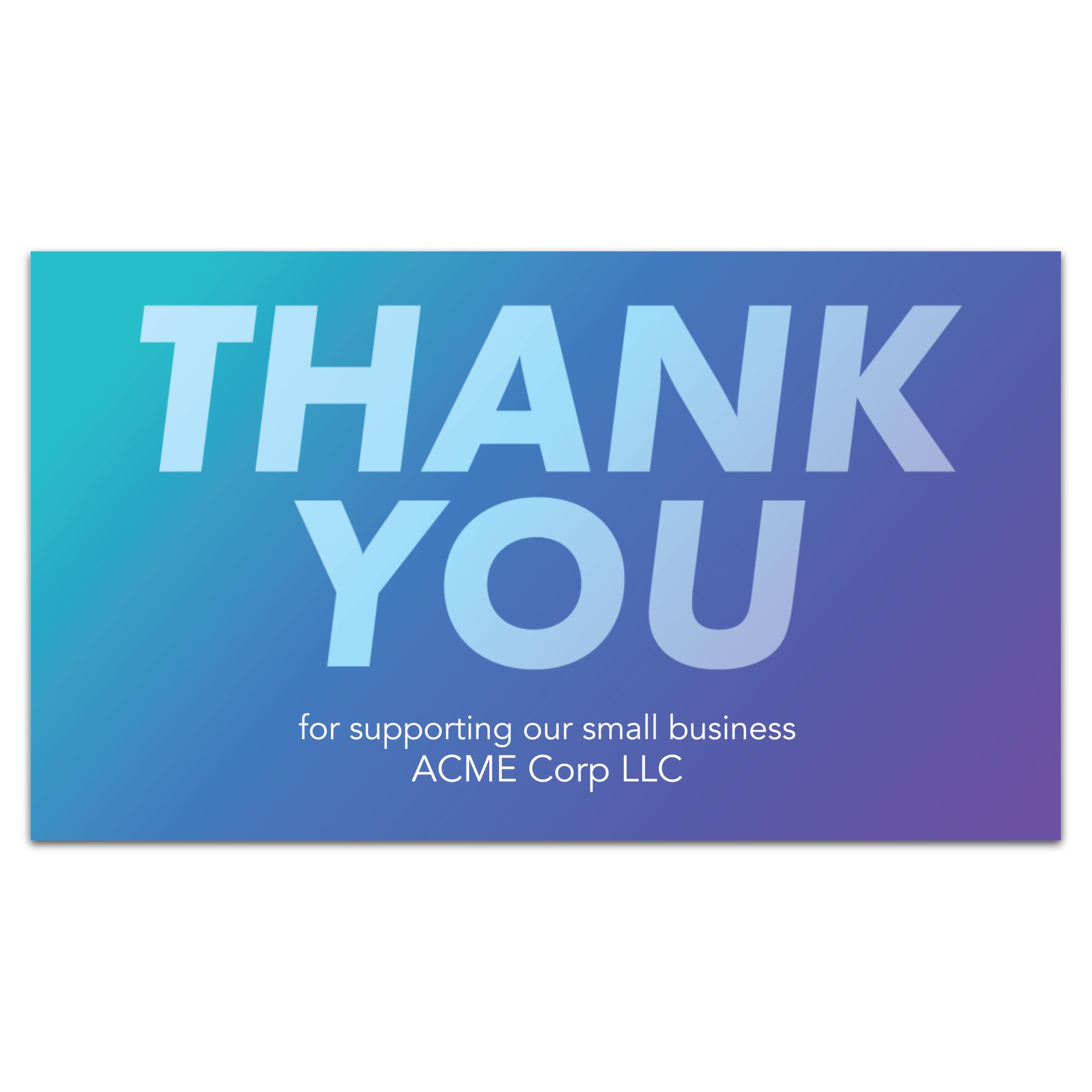 Custom Thank You for Supporting My Small Business Cards - Thank You for Your Purchase Supplies (50 to 10,000 Cards) (Geometric Text)