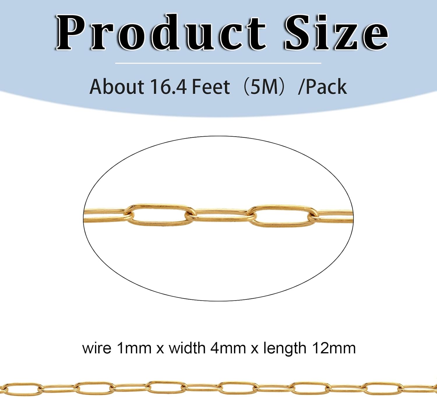 16.4 Feet Necklace Chains for Jewelry Making, Gold Plated Stainless Steel Chains Bulk for DIY Necklace Bracelet Pendant Supplies - Image 2
