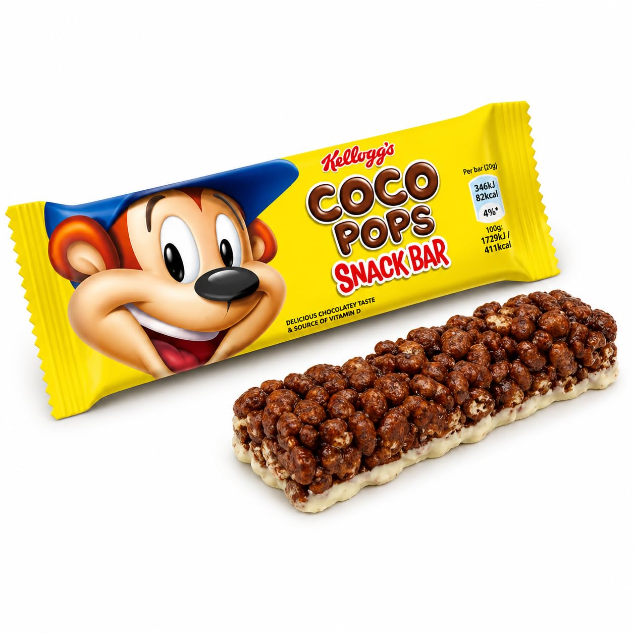 Kelloggs Coco Pops Chocolate Breakfast Cereal Bars By Biteza Individually wrapped Bars 4 x 20g (Imported) 1