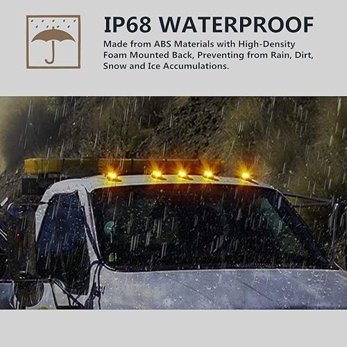 Miniatura 3 de Kit de 5 luces marcadoras de cabina compatibles con camionetas Dodge Ram 1500 2500 3500 4500 5500 2003-2018, lente ahumada, ámbar 24 luces LED de