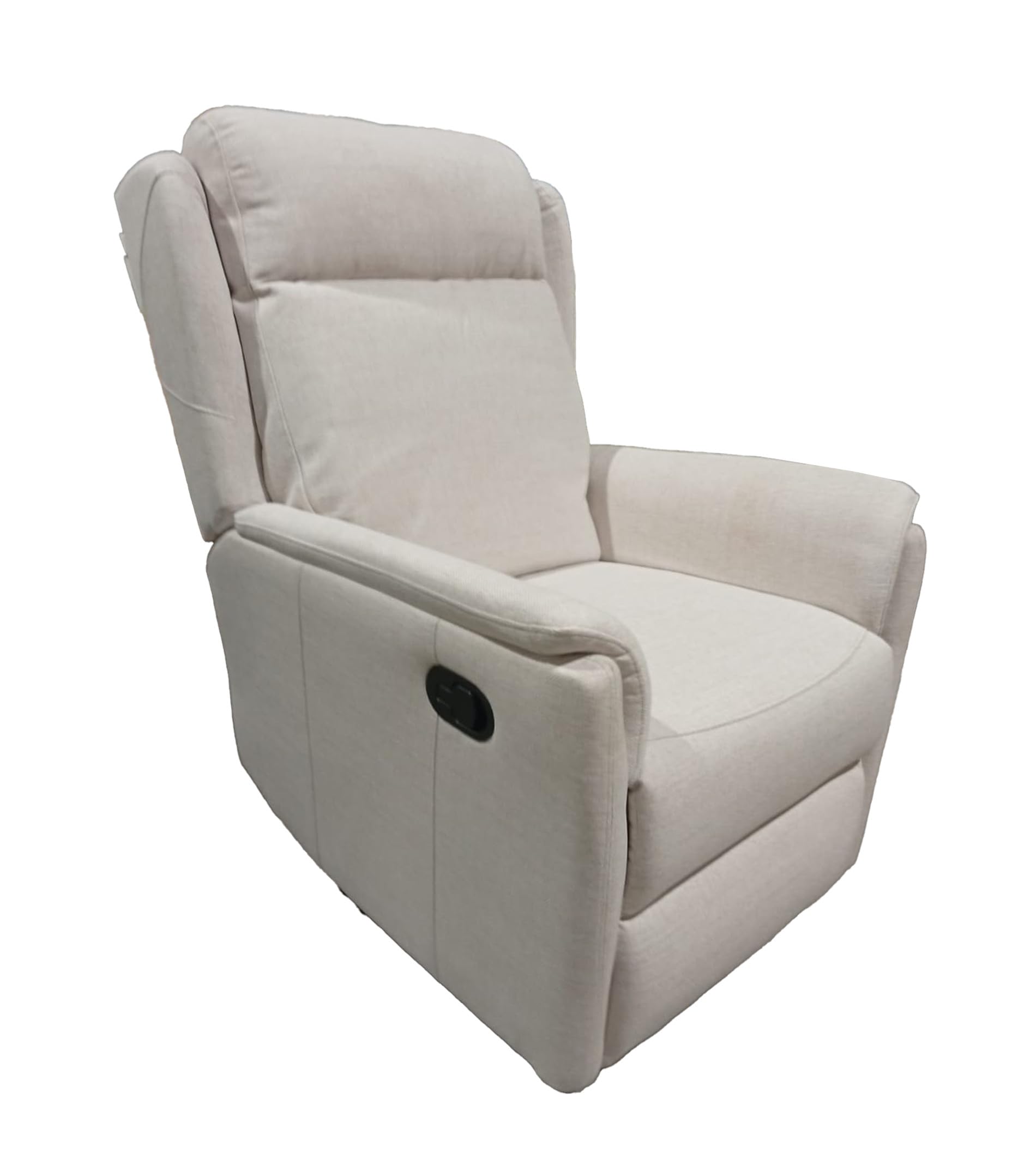 SWEET SOFA® Sillón Relax Reclinable Nievis con Palanca y Reposapiés Elevable, Tapizado en Tela Beige, Estructura de Madera y Acero, 107x72x98 cm, Butaca Individual para Salón o Descanso