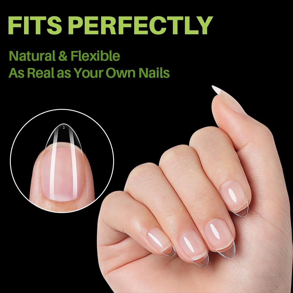 ASENTER Short Almond Nail Tips, 450Pcs Half Matte Soft Gel - Image 3