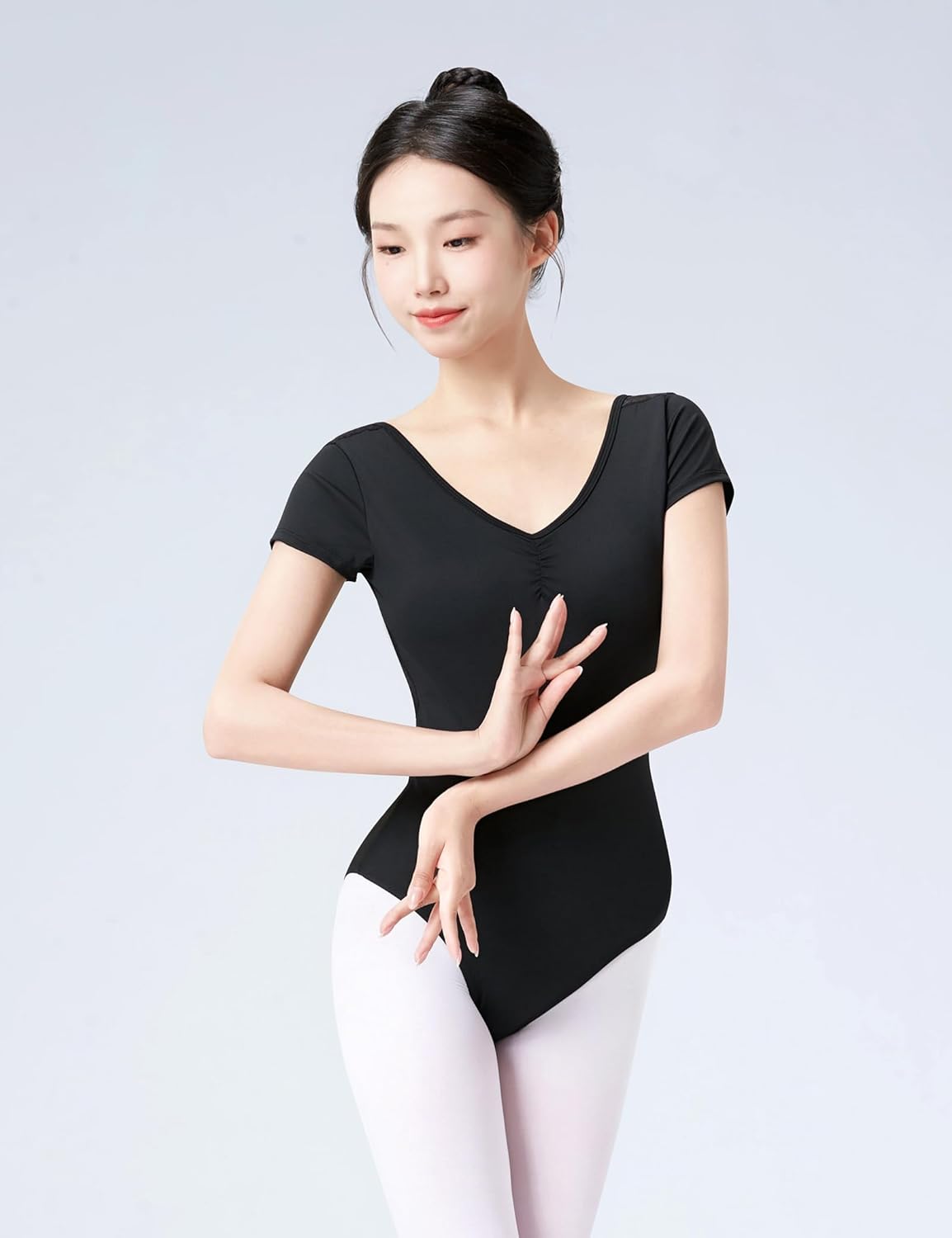 Women Ballet Leotards, Lace Back Dance Bodysuits, Short Sleeve Gymnastics Leotards - Image 3