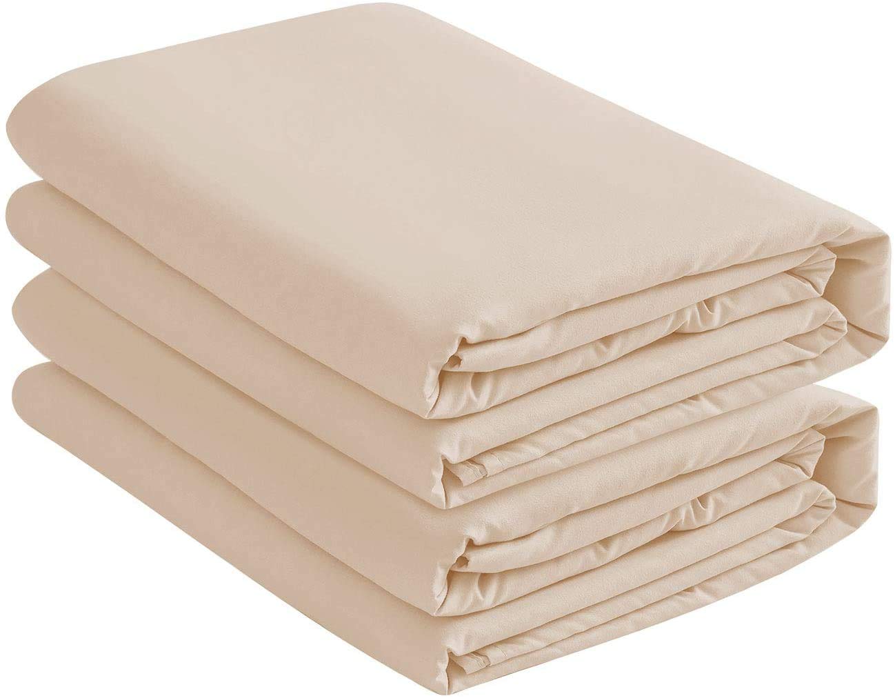 Queen Microfiber Fitted Sheets, 2-Pack, Soft, 15" Deep Pocket, Beige